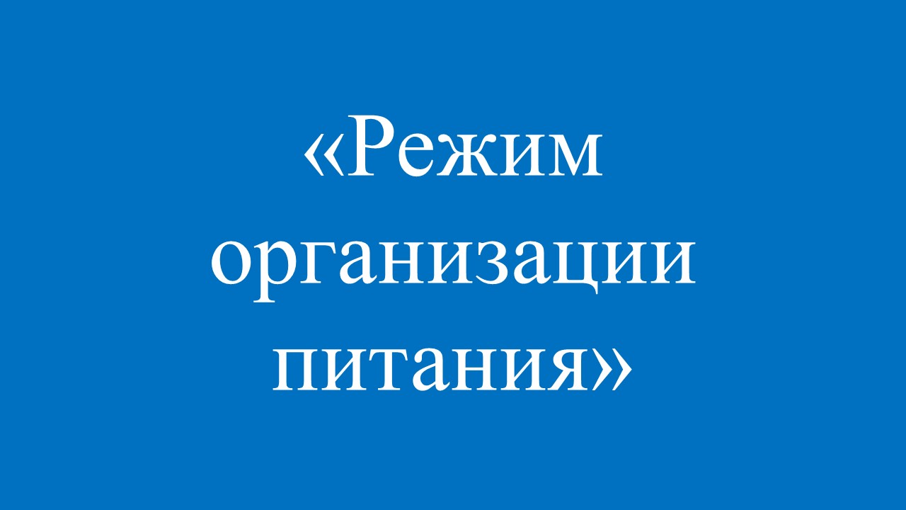 режим организации питания